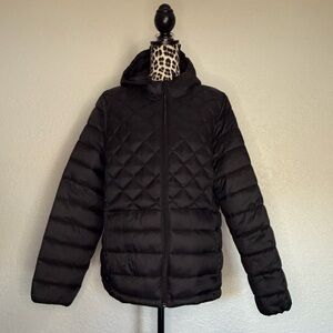 Quilted Puffer Jacket with Hood – Black (XXL) NWOT